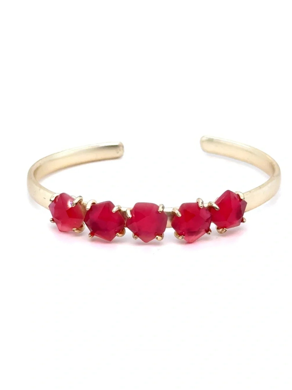 Kendra Scott Gold-Tone Open Cuff Bracelet with Five Raspberry‎ Red Stones